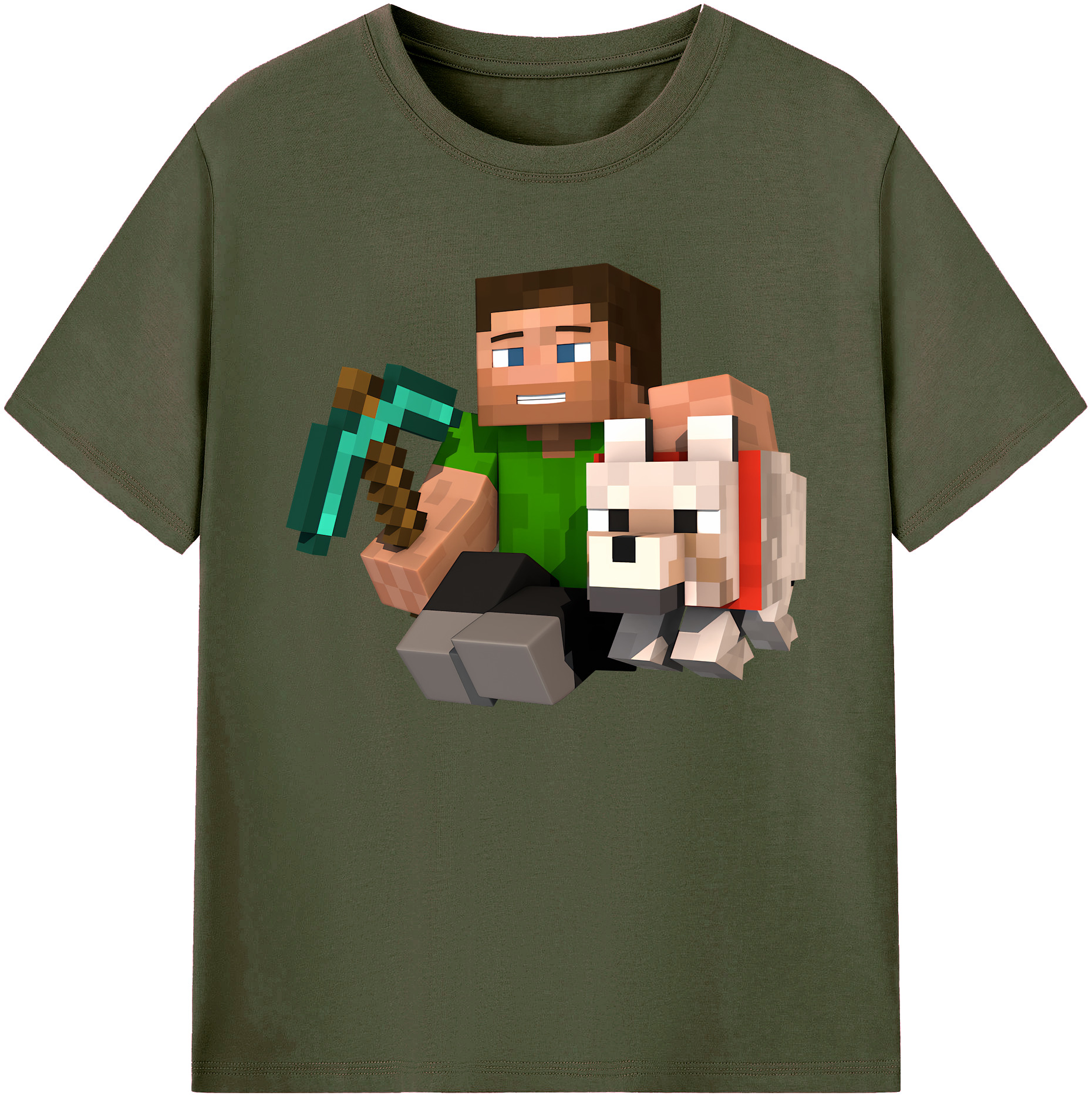 （画像用） マインクラフト ブロックの世界 Minecraft MC Block world 綿100％ メンズ半袖Tシャツ｜肌触りやわらか＆通気性